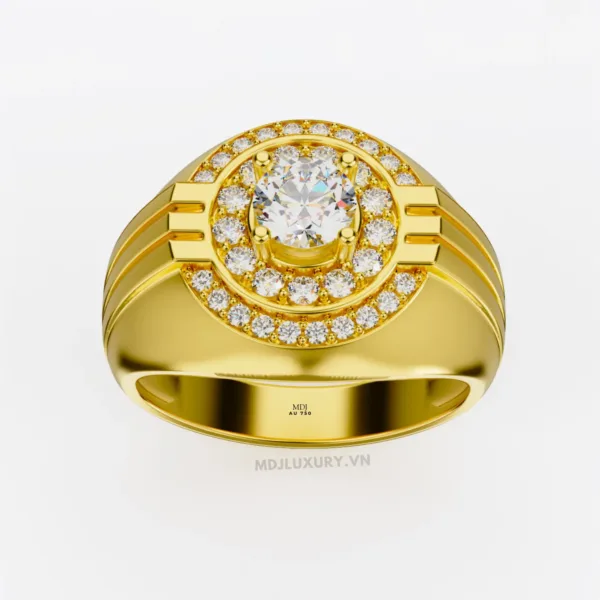 Nhẫn Nam Đẹp Vàng 18K Cao Cấp Đá Kim Cương NN117