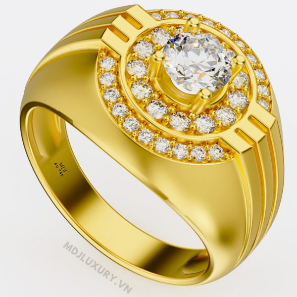 Nhẫn Nam Đẹp Vàng 18K Cao Cấp Đá Kim Cương NN117
