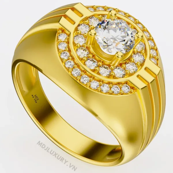Nhẫn Nam Đẹp Vàng 18K Cao Cấp Đá Kim Cương NN117