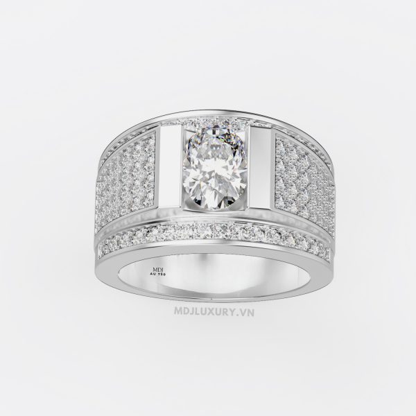 Nhẫn vàng trắng nam 18K NN184