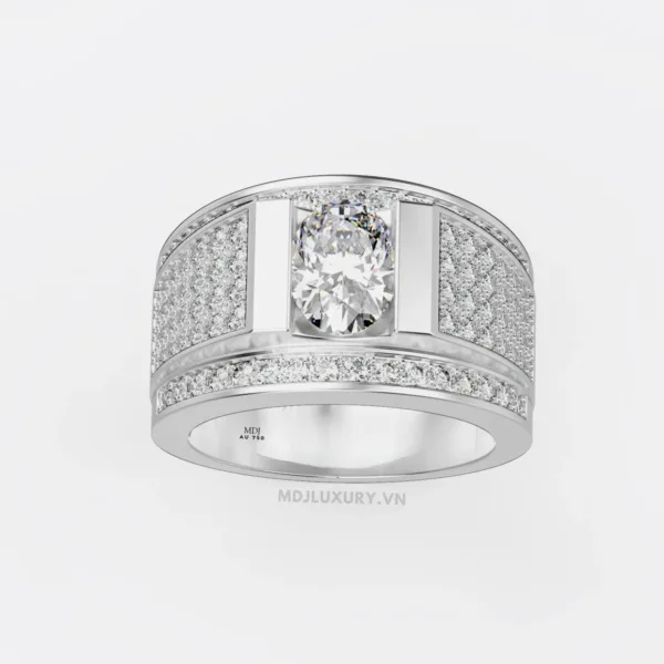 Nhẫn vàng trắng nam 18K NN184