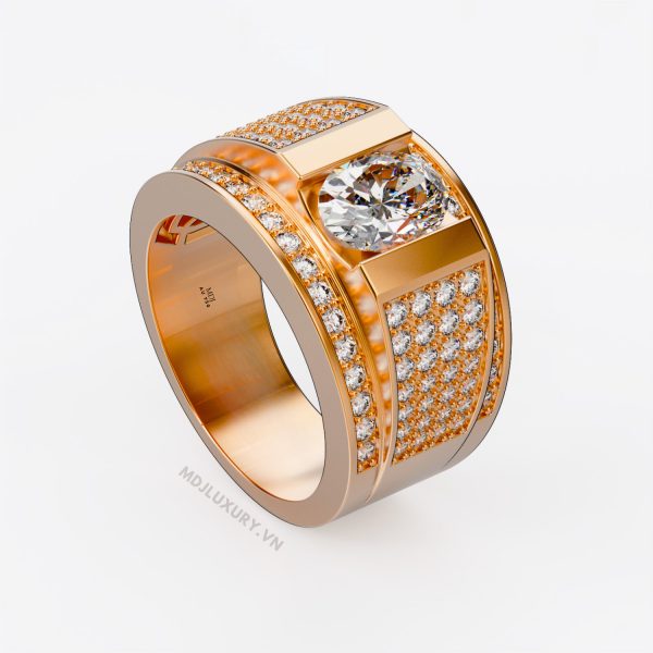 Nhẫn vàng trắng nam 18K NN184