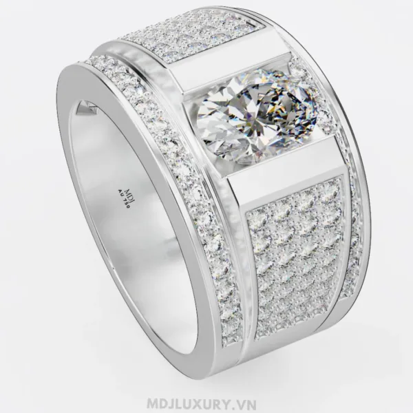 Nhẫn vàng trắng nam 18K NN184