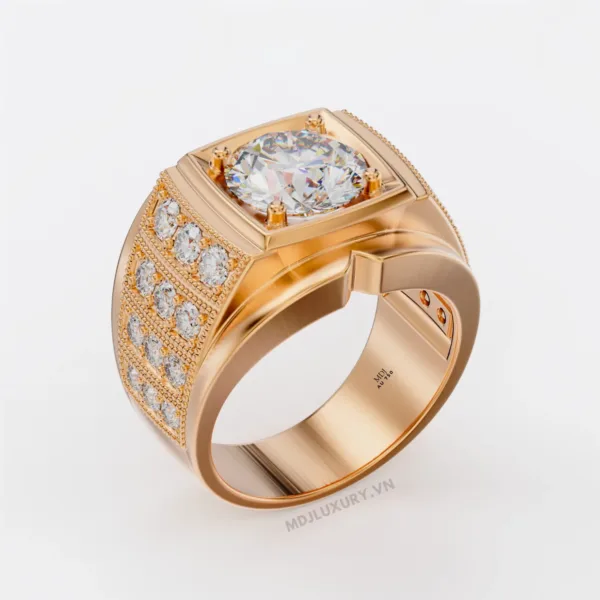 Nhẫn Nam Vàng Trắng Đá Ruby 18K MDJ LUXURY - NN363