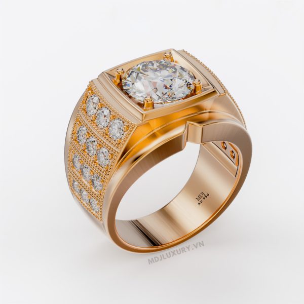 Nhẫn Nam Vàng Trắng Đá Ruby 18K MDJ LUXURY - NN363