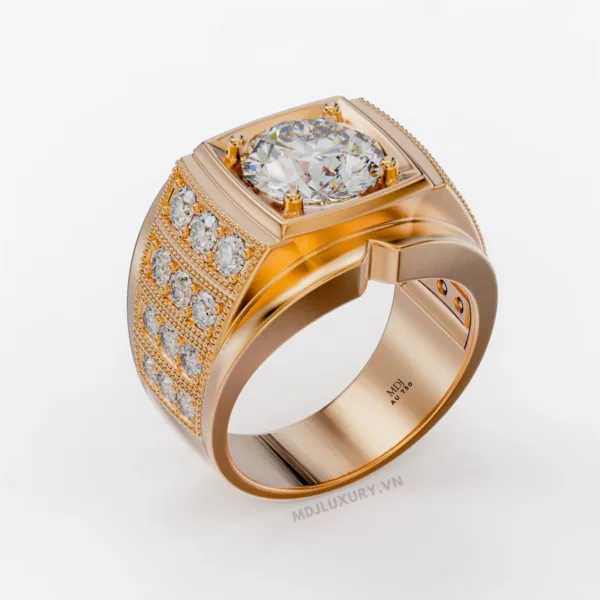 Nhẫn Nam Vàng Trắng Đá Ruby 18K MDJ LUXURY - NN363