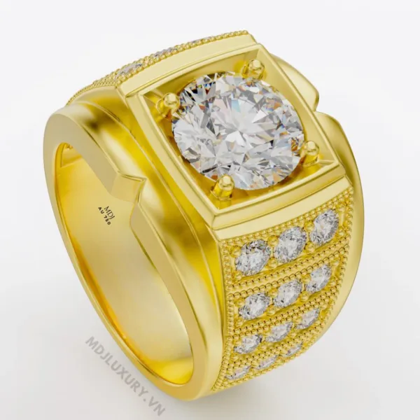 Nhẫn Nam Vàng Trắng Đá Ruby 18K MDJ LUXURY - NN363