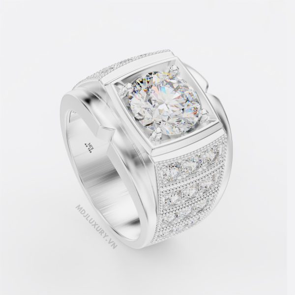 Nhẫn Nam Vàng Trắng Đá Ruby 18K MDJ LUXURY - NN363