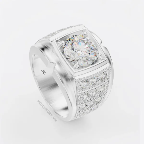 Nhẫn Nam Vàng Trắng Đá Ruby 18K MDJ LUXURY - NN363