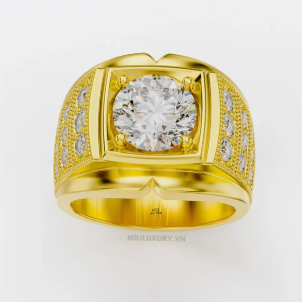 Nhẫn Nam Vàng Trắng Đá Ruby 18K MDJ LUXURY - NN363