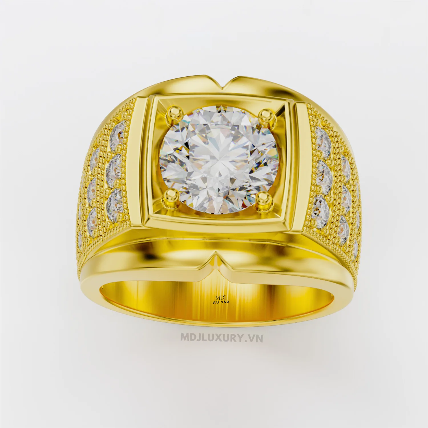 Nhẫn Nam Vàng Trắng Đá Ruby 18K MDJ LUXURY - NN363