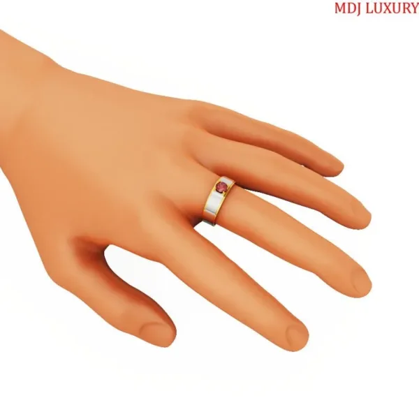 Nhẫn Nam Vàng Tây Đá Ruby 18K MDJ LUXURY - NN364