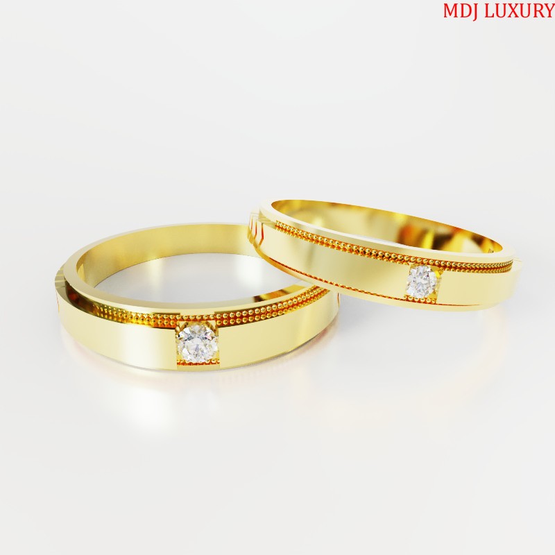 HAPPY094-001 Nhẫn đôi, nhẫn cưới thiết kế, nhẫn cưới cao cấp, nhẫn cưới kim  cương 8mm 4mm - Lucy Jewelry LUCY JEWELRY - TRANG SỨC LUCY