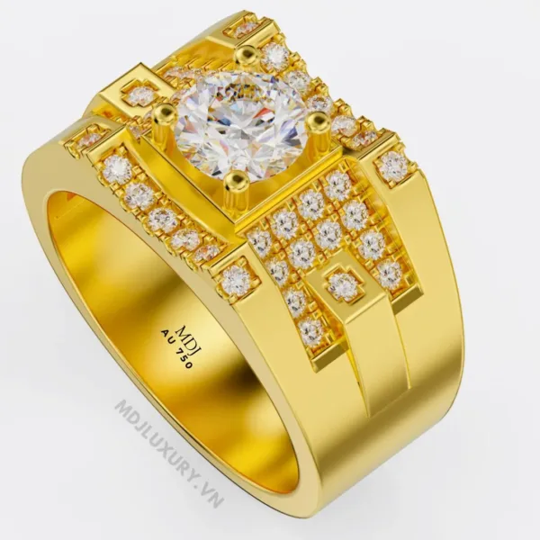 Nhẫn Nam Vàng Đá Ruby Cao Cấp Đính Đá Ruby NN132