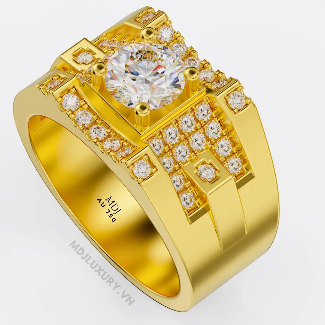 Nhẫn Nam Vàng Đá Ruby Cao Cấp Đính Đá Ruby NN132