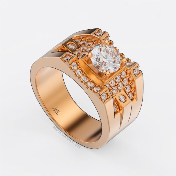 Nhẫn Nam Vàng Đá Ruby Cao Cấp Đính Đá Ruby NN132