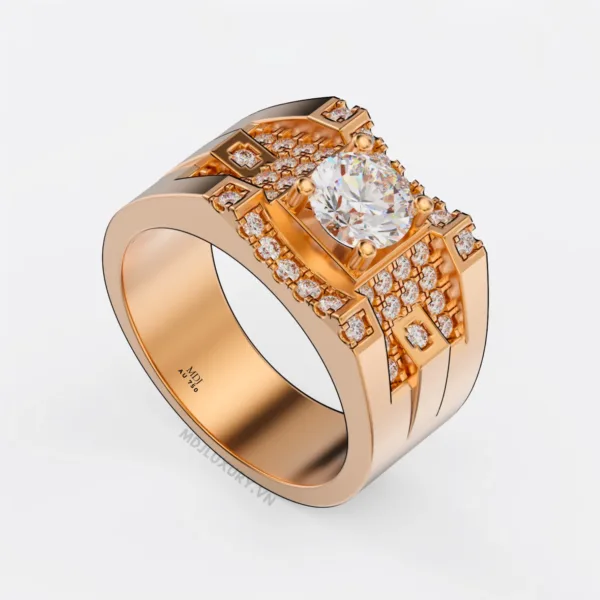 Nhẫn Nam Vàng Đá Ruby Cao Cấp Đính Đá Ruby NN132