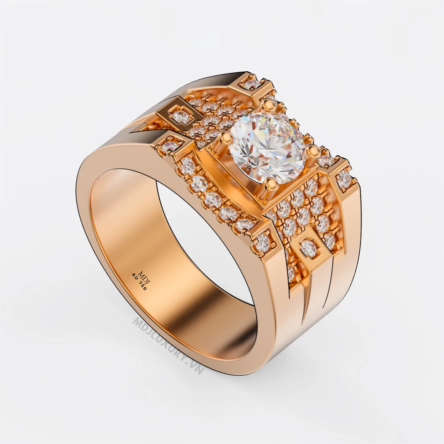 Nhẫn Nam Vàng Đá Ruby Cao Cấp Đính Đá Ruby NN132