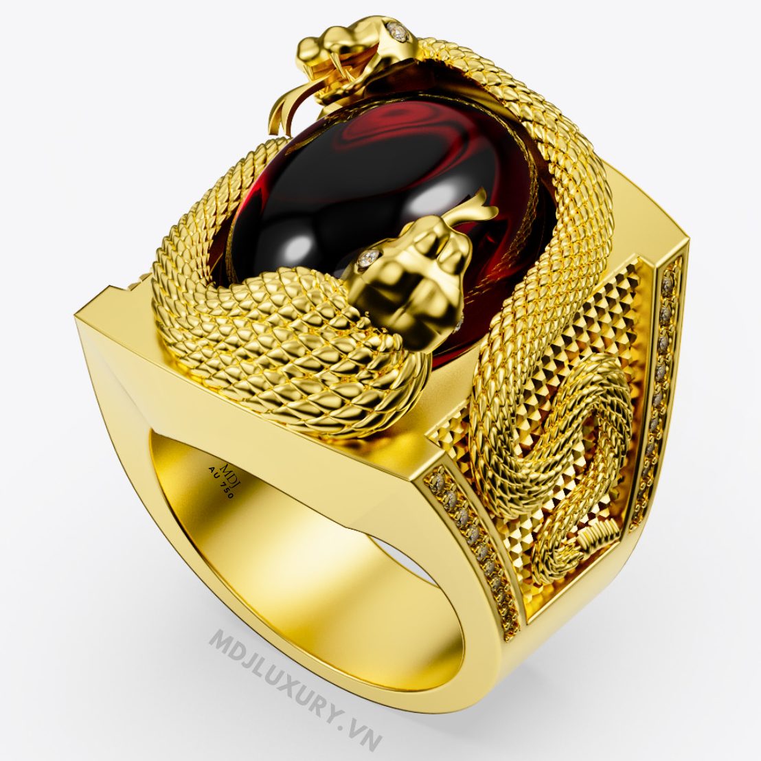 Nhẫn Nam Vàng Tuổi Tỵ Đá Quý Thiên Nhiên NN166