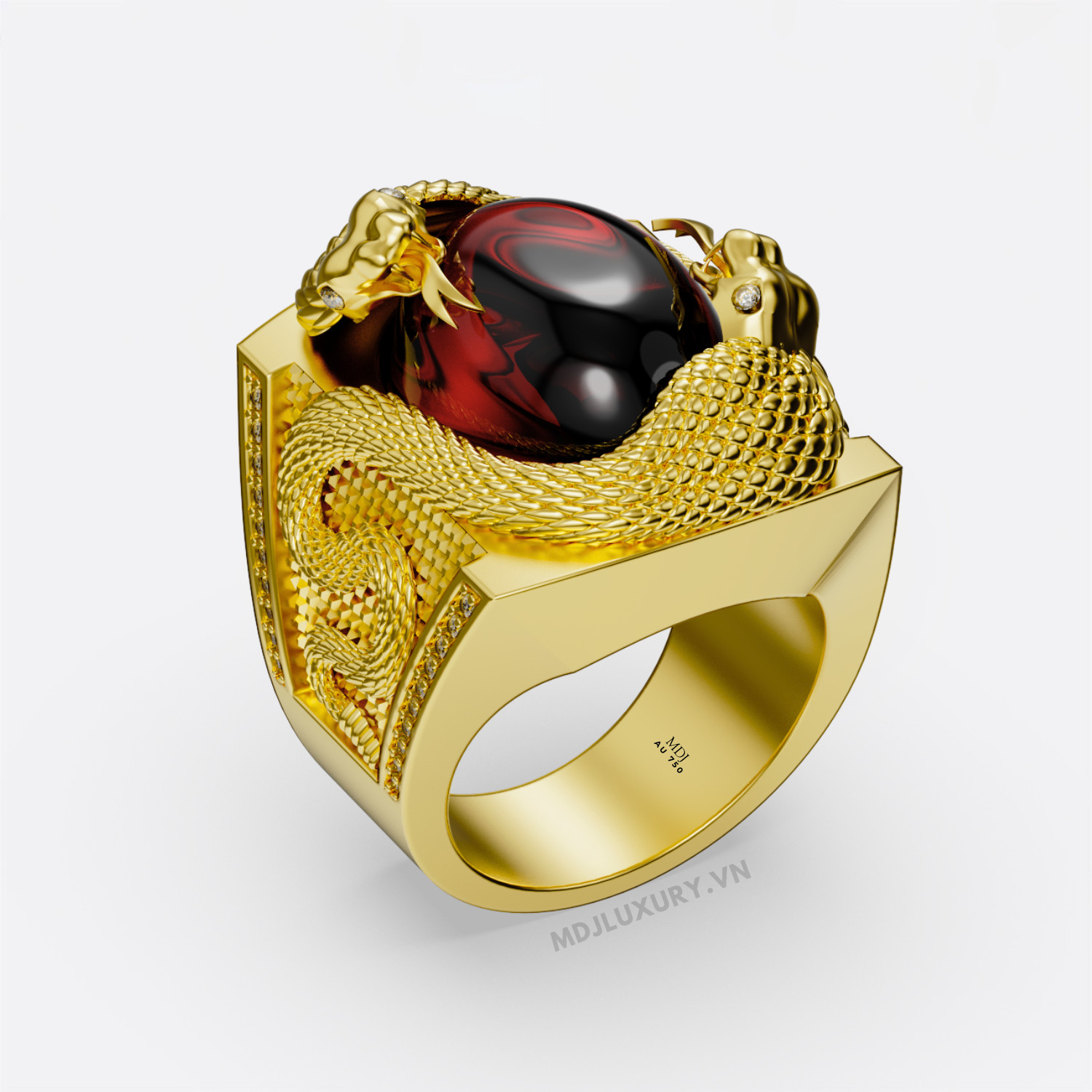 Nhẫn Nam Vàng Tuổi Tỵ Đá Quý Thiên Nhiên NN166