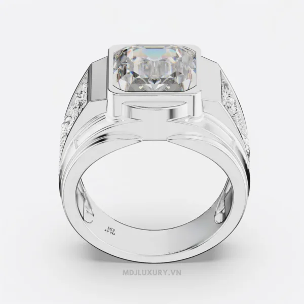 Nhẫn Nam Vàng Ý 18K - Song Long Đá Ruby NN185