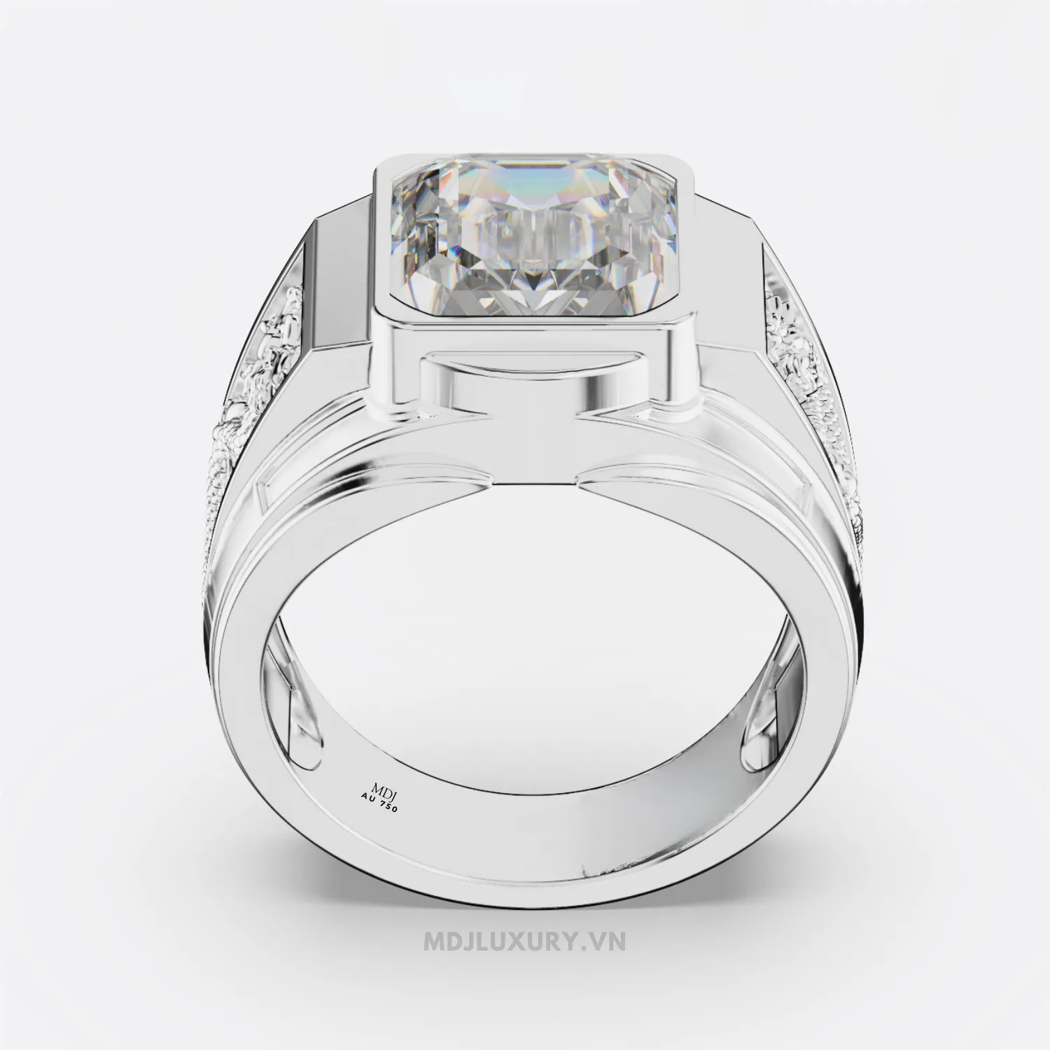 Nhẫn Nam Vàng Ý 18K - Song Long Đá Ruby NN185