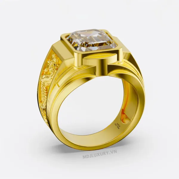 Nhẫn Nam Vàng Ý 18K - Song Long Đá Ruby NN185