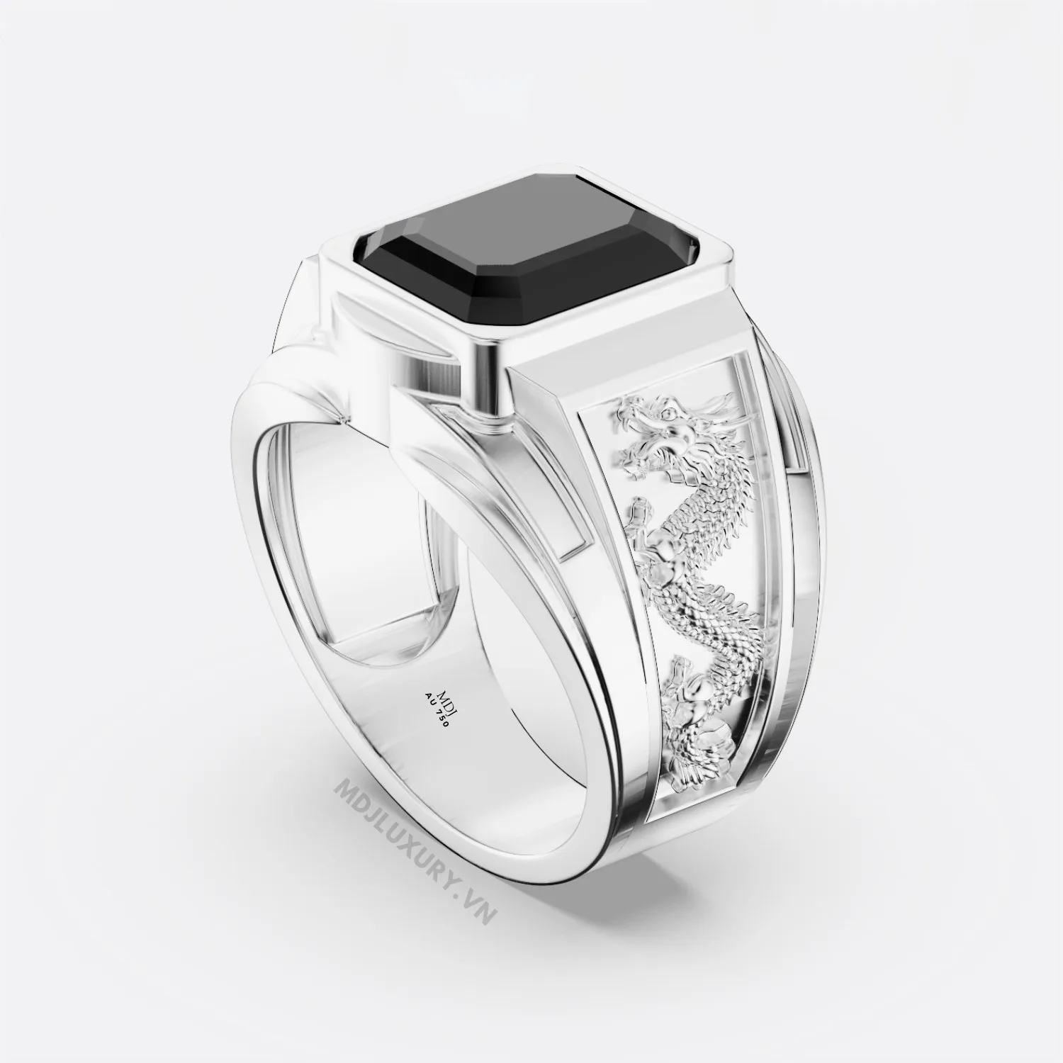 Nhẫn Nam Vàng Ý 18K - Song Long Đá Ruby NN185