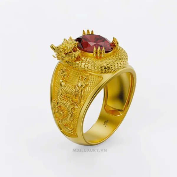 Nhẫn Vàng Nam Hình Rồng Quấn Ruby (Hồng Ngọc) - NN187