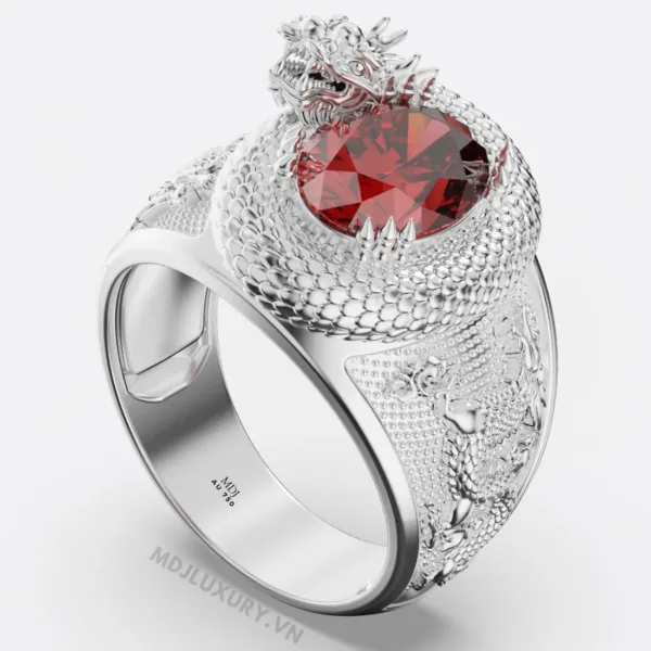 Nhẫn Vàng Nam Hình Rồng Quấn Ruby (Hồng Ngọc) - NN187