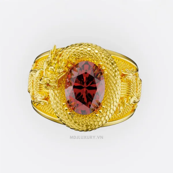 Nhẫn Vàng Nam Hình Rồng Quấn Ruby (Hồng Ngọc) - NN187