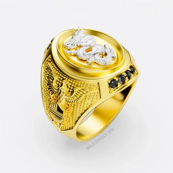Nhẫn Nam Rồng Và Đại Bàng 18K  - NN348