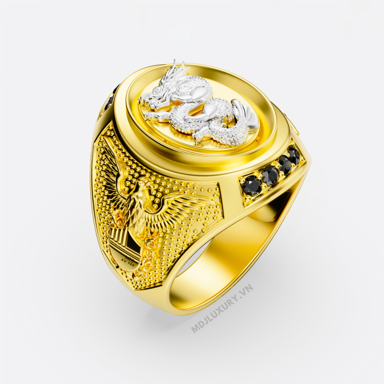 Nhẫn Nam Rồng Và Đại Bàng 18K - NN348