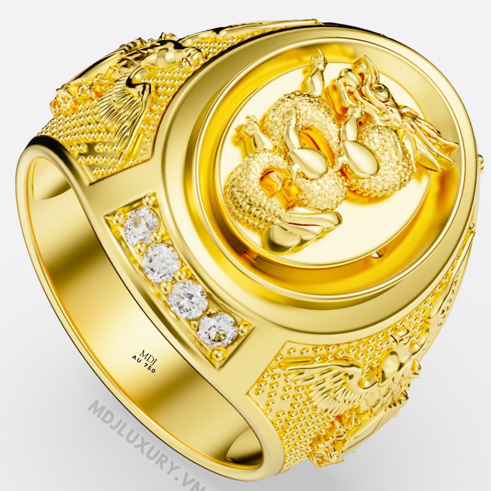 Nhẫn Nam Rồng Và Đại Bàng 18K - NN348