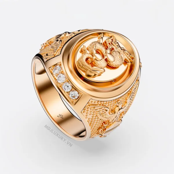 Nhẫn Nam Rồng Và Đại Bàng 18K  - NN348