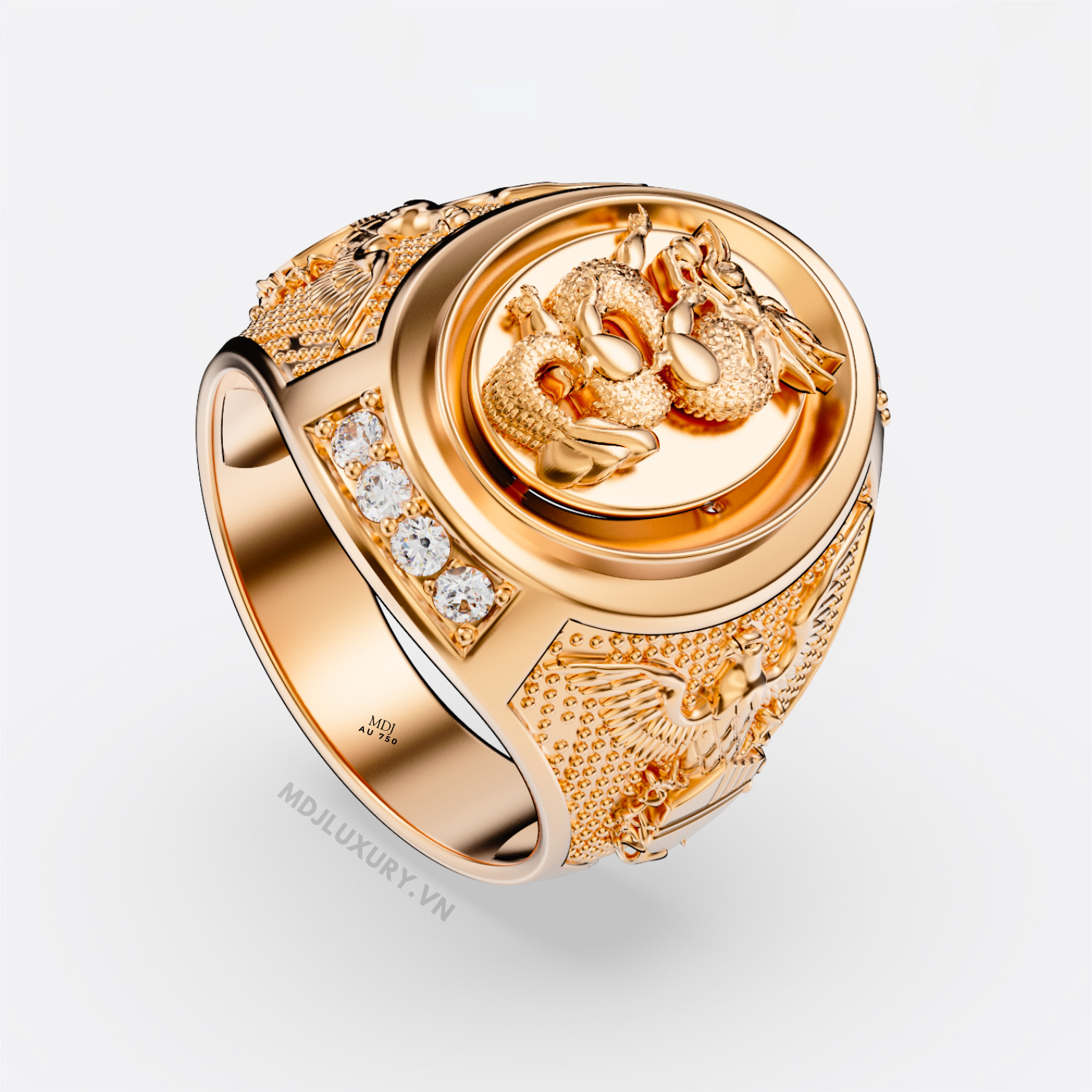 Nhẫn Nam Rồng Và Đại Bàng 18K - NN348