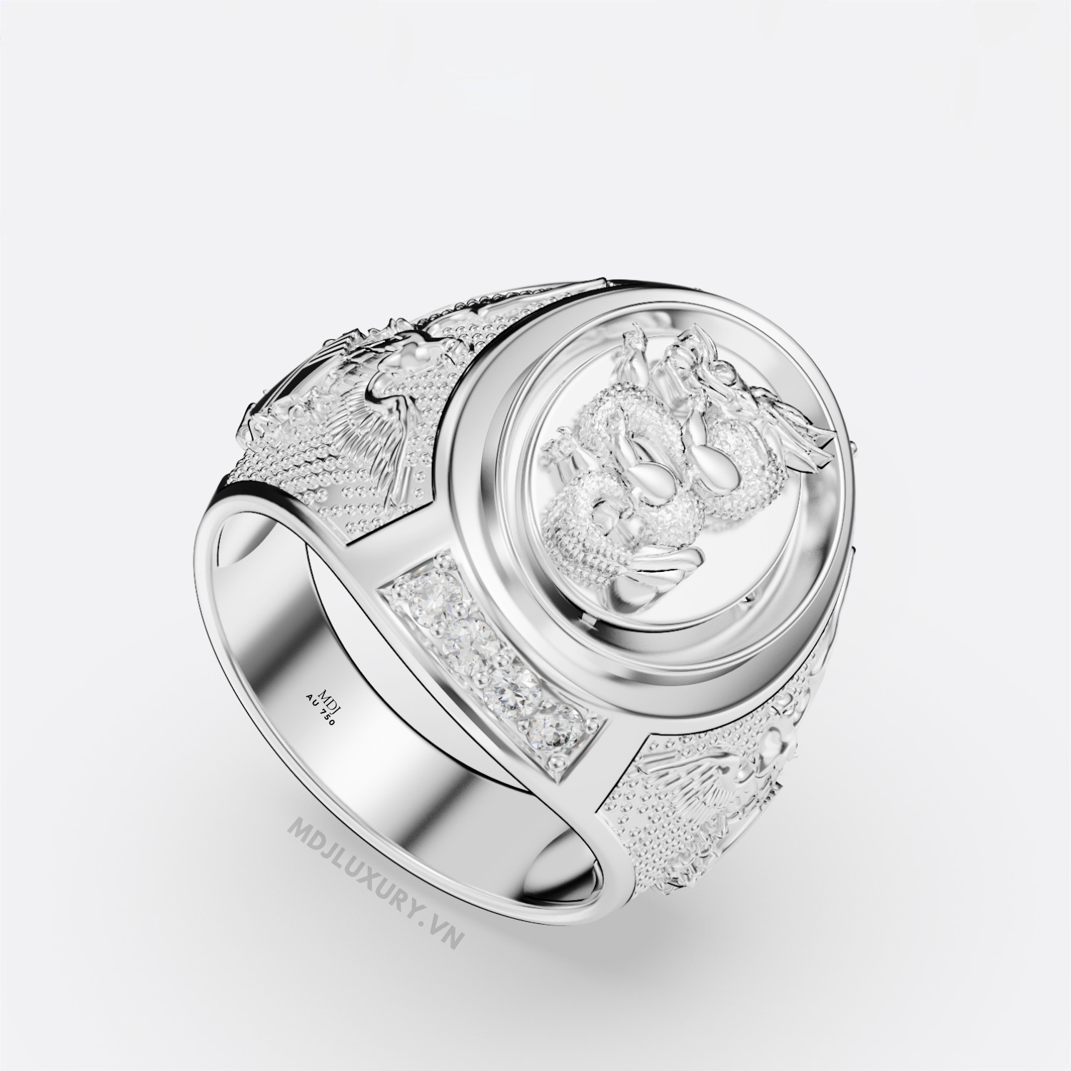 Nhẫn Nam Rồng Và Đại Bàng 18K - NN348