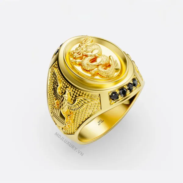 Nhẫn Nam Rồng Và Đại Bàng 18K  - NN348