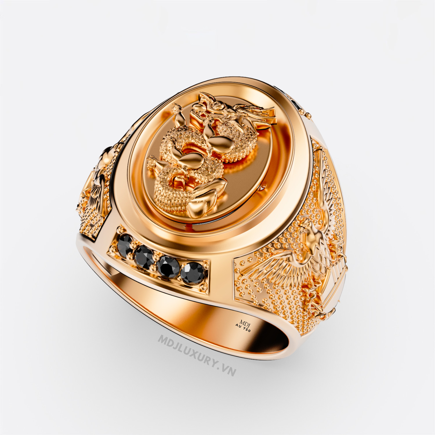 Nhẫn Nam Rồng Và Đại Bàng 18K - NN348