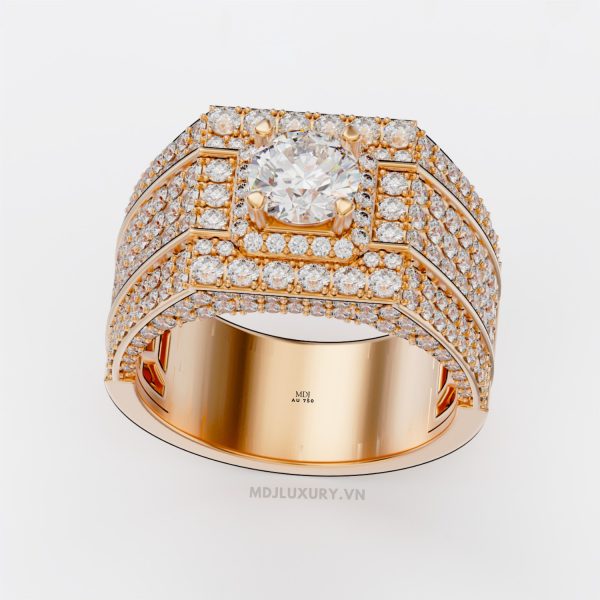 Nhẫn Nam Vàng Tây kim cương 18K MDJ LUXURY - NN365