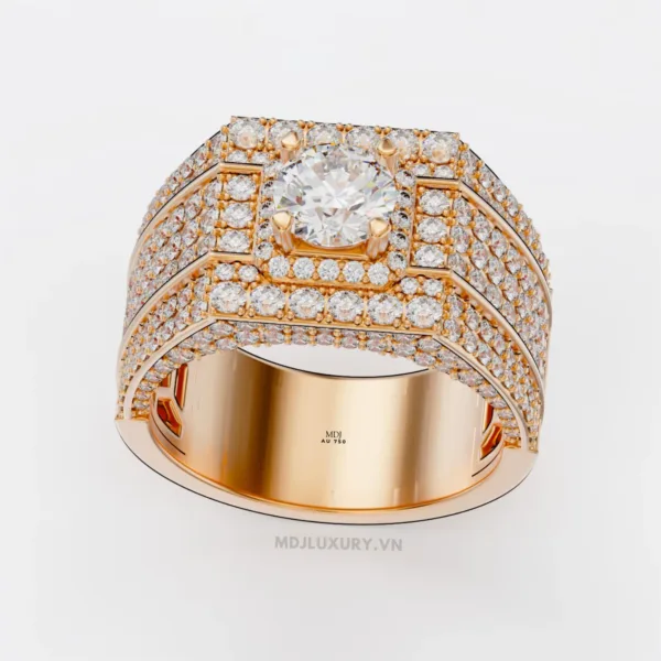 Nhẫn Nam Vàng Tây kim cương 18K MDJ LUXURY - NN365