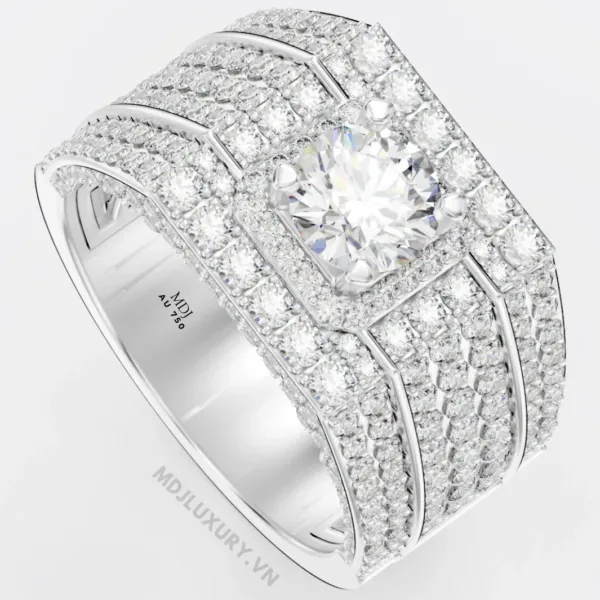 Nhẫn Nam Vàng Tây kim cương 18K MDJ LUXURY - NN365