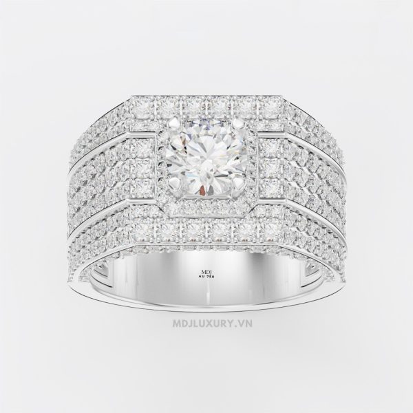 Nhẫn Nam Vàng Tây kim cương 18K MDJ LUXURY - NN365