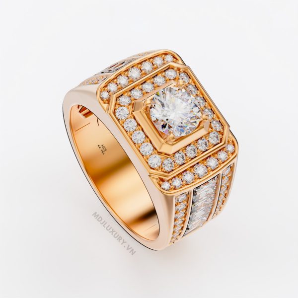 Nhẫn Nam Vàng Đá Ruby cao cấp 18K MDJ LUXURY - NN366