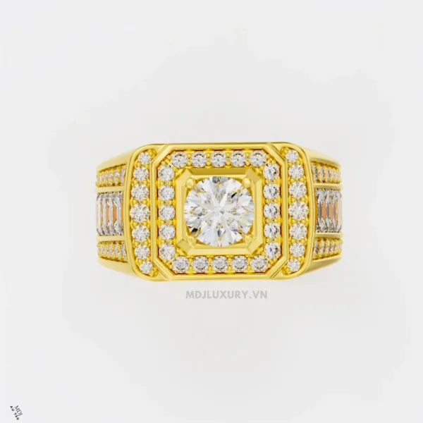 Nhẫn Nam Vàng Đá Ruby cao cấp 18K MDJ LUXURY - NN366