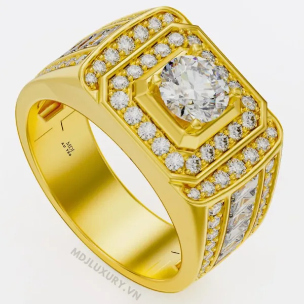 Nhẫn Nam Vàng Đá Ruby cao cấp 18K MDJ LUXURY - NN366