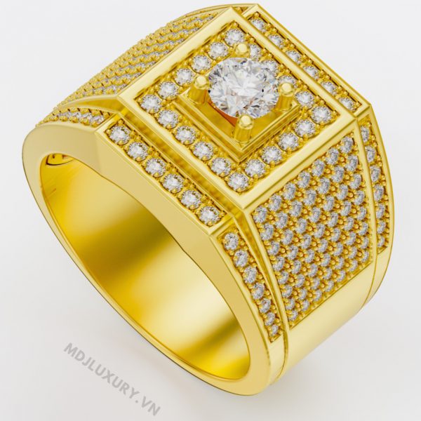 Nhẫn Nam Vàng Đá Ruby và kim cương cao cấp 14K MDJ LUXURY - NN368