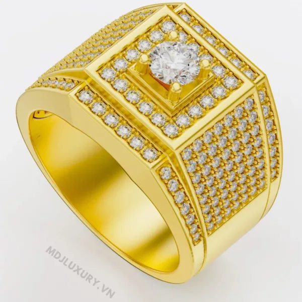 Nhẫn Nam Vàng Đá Ruby và kim cương cao cấp 14K MDJ LUXURY - NN368