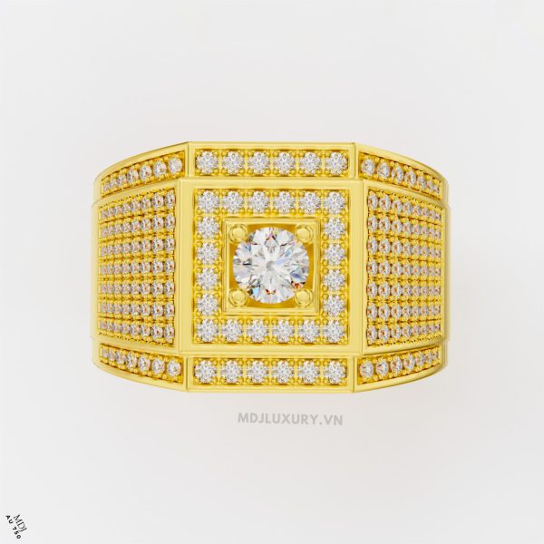 Nhẫn Nam Vàng Đá Ruby và kim cương cao cấp 14K MDJ LUXURY - NN368
