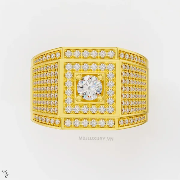 Nhẫn Nam Vàng Đá Ruby và kim cương cao cấp 14K MDJ LUXURY - NN368